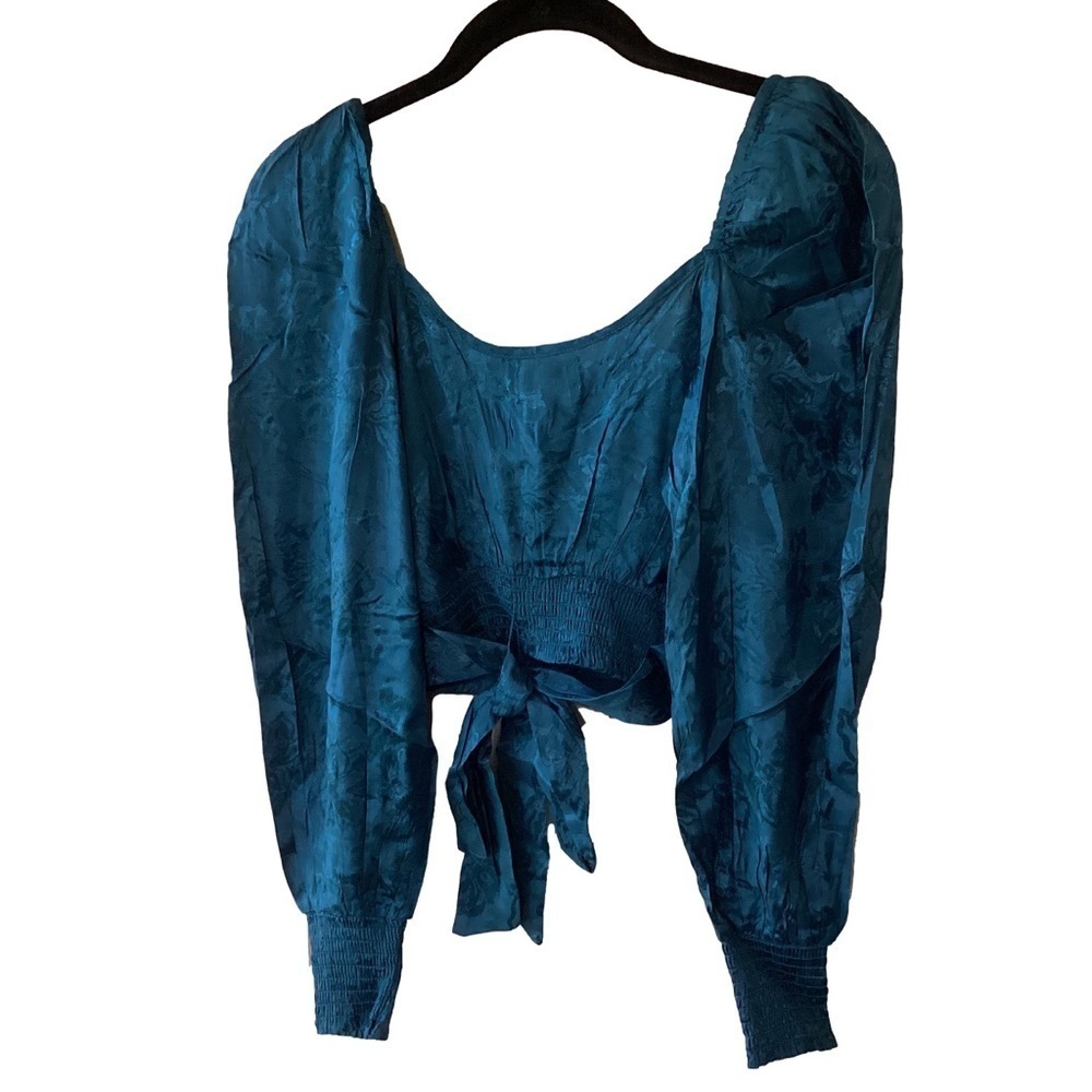 NEW B.O.G. Collective Band of the Free Camille Deep Teal Crossover Crop Top XS - Picture 6 of 9